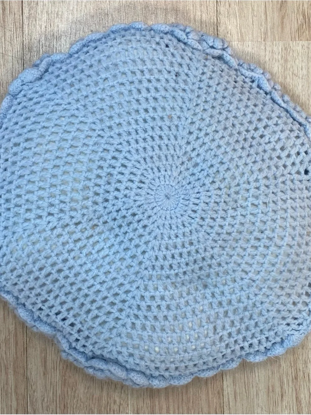 Vintage Handmade Throw Pillow Light Blue Approx 13 X 13 Inch Round Hexagon Shape